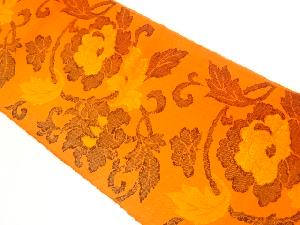 手織り真綿紬花唐草模様織出し名古屋帯